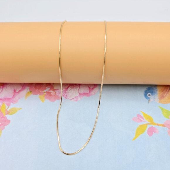 "Rose Gold Flat Snake Chain Necklace | 50cm Elegant Minimal Design, XPNL0115 - Picture 5 of 13